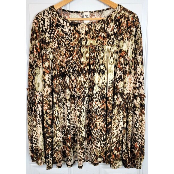 Sew in Love Plus Size Abstract Animal Print Long Sleeve Top Size 2X - Picture 1 of 9